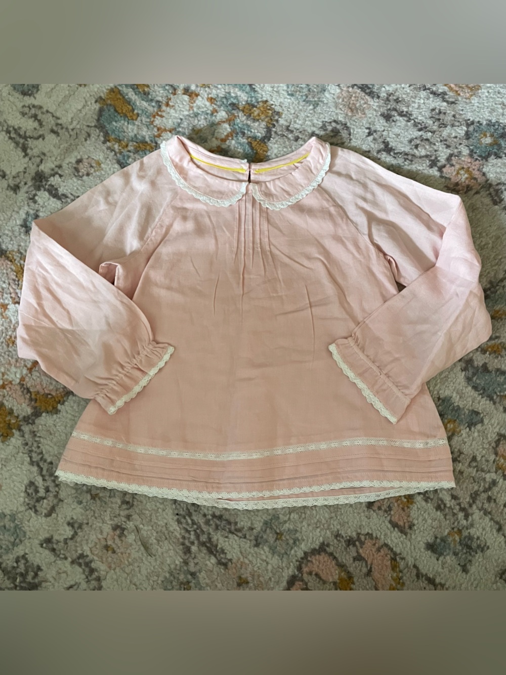 NWOT Mini Boden Soft Pink Lace-Trim Blouse